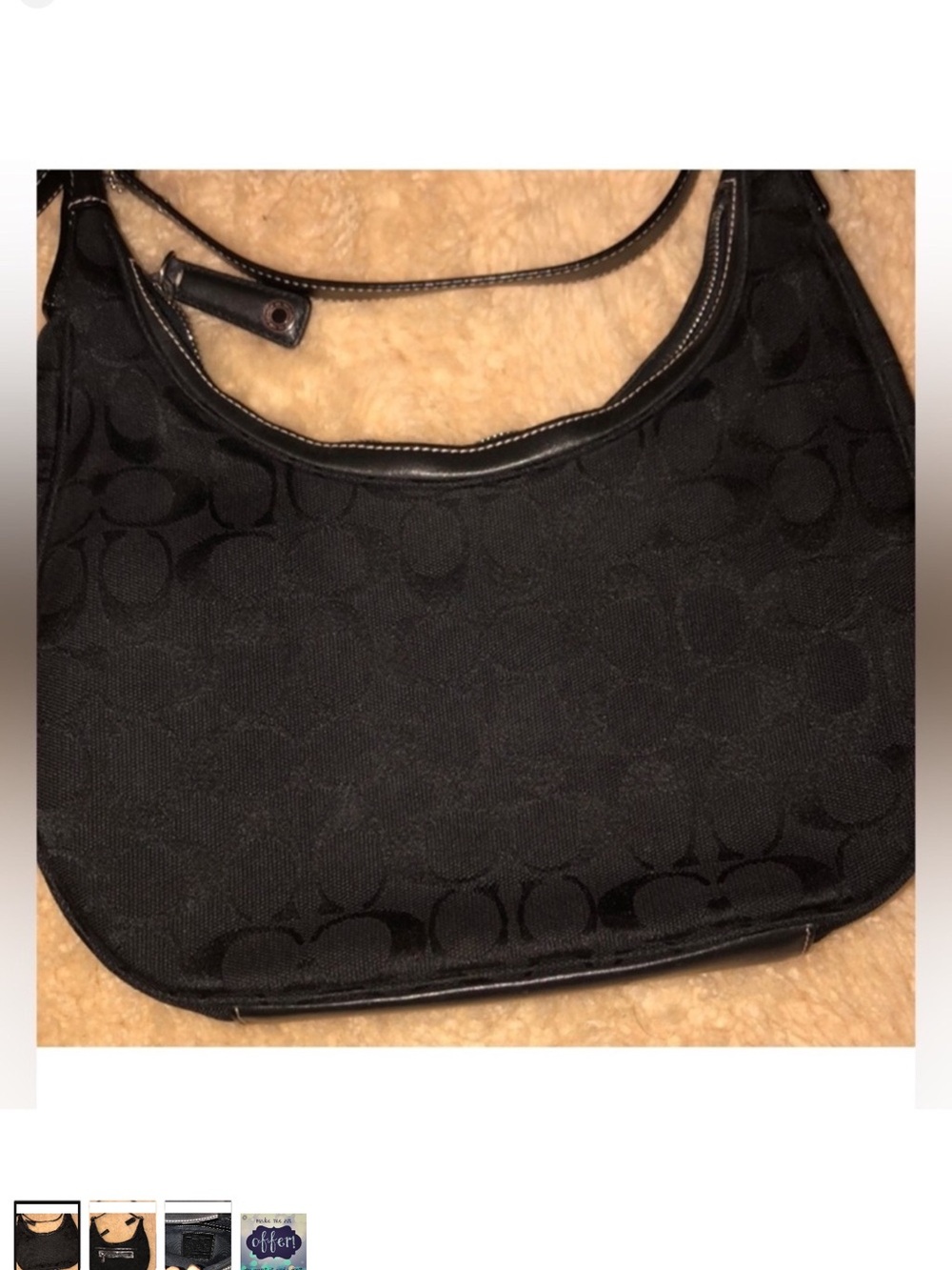 Classic COACH Black Signature Shoulder Bag